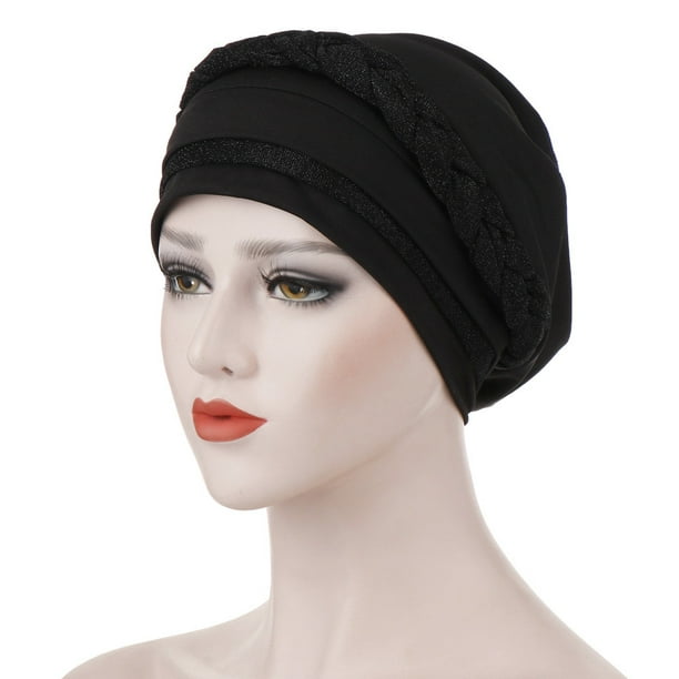 Women Muslim Frontal Cross Elastic Hijab Turban Hats Cap Chemo Headwear Headwrap